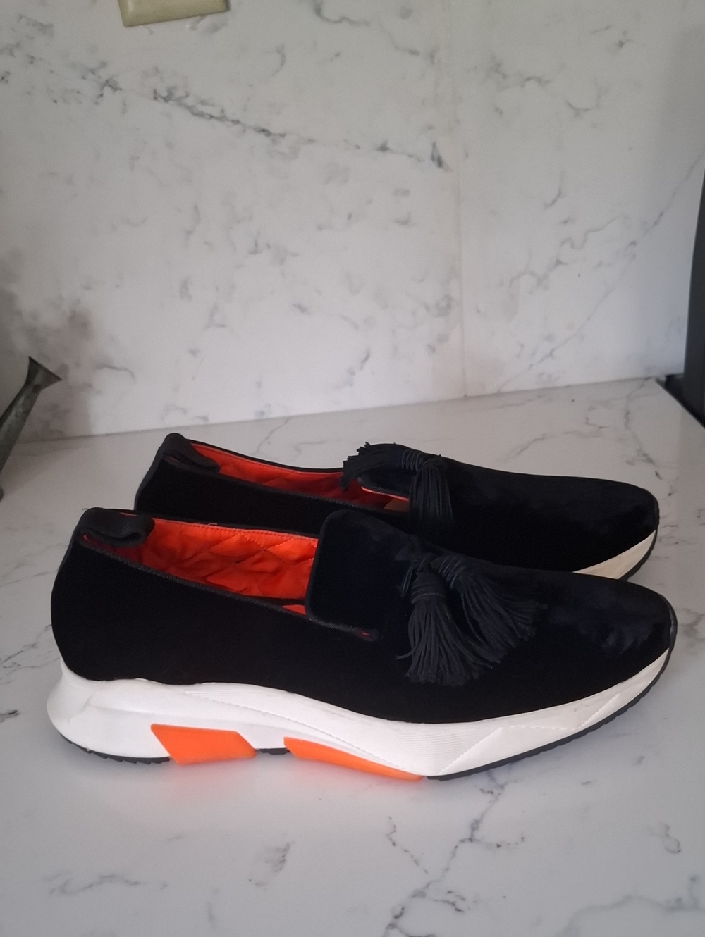 TOM FORD Men's Black Velvet Tassel Slip-On Sneakers